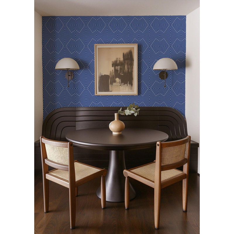 Mrs Paranjape Papers Formation 10' L x 24" W Wallpaper Roll, Faux Grasscloth, Non-pasted, Yves Blue Reverse