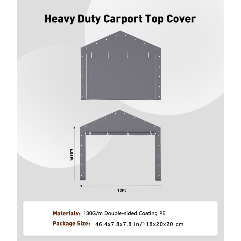 Remplacement de la porte de fermeture à glissière de l'abri d'auto pour garage portable 10 x 20, panneau avant enroulable en PE 180G, blanc (cadre non inclus)