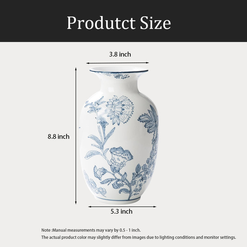 Vase en céramique, vase bleu et blanc pour la décoration intérieure