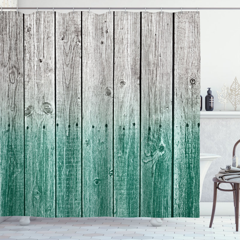 Shower Curtain with Hooks Included, Jade Green, 69"H x 75"W