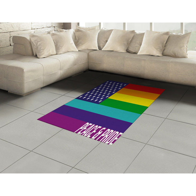 American Flag High Density Long Fiber Poly Threads Decorative Area Rug Carpet, Rectangle 4' x 5'8"