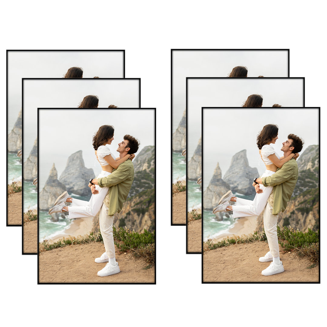Front Loading Picture Frame Set - Perfect For Photos And Wall Decor - Black - 6 Pack Americanflat Picture Size (Without 