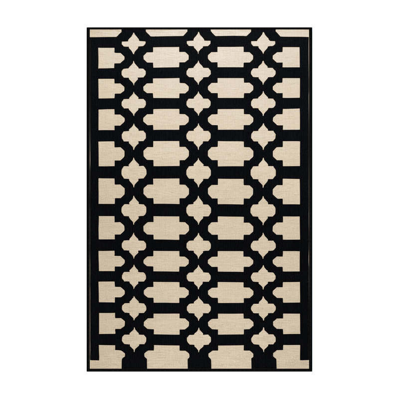 Machine Washable Trellis Gray Area Rug, Rectangle 4' x 6'