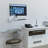 Set of 2 White Monitor Mounts with Adjustable Keyboard Tray