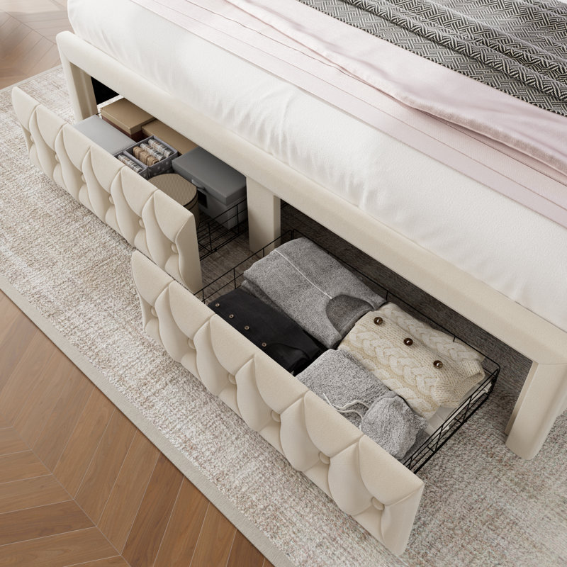 Kaliya Velvet Upholstered Wingback Bed with LED Lights