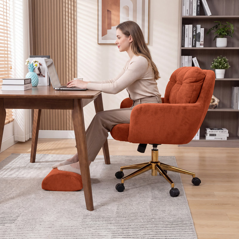 Fauteuil de bureau rembourré avec repose-pieds, Orange