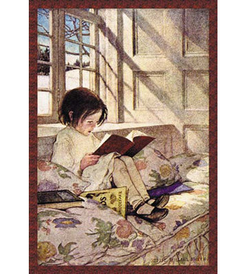 Books in Winter by Jessie Willcox Smith Painting Print