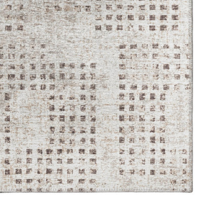 Tapis contemporain ivoire pied-de-poule 5 "x 7" 6 "