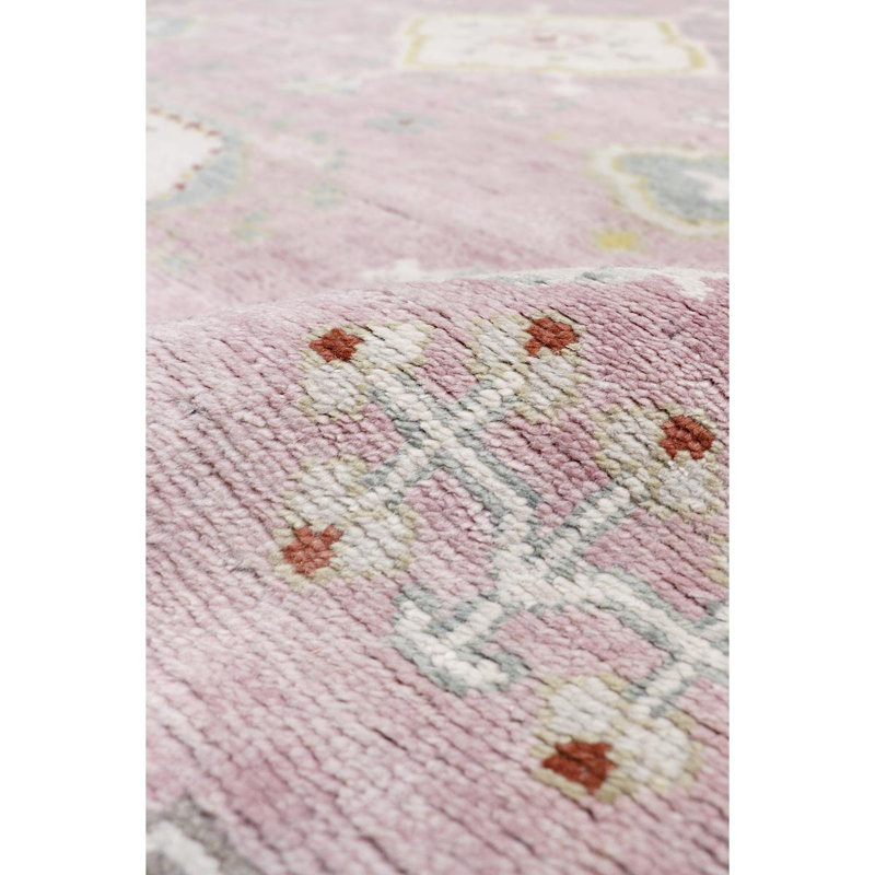 Khotan Hand-Knotted Pink/Beige Wool Area Rug