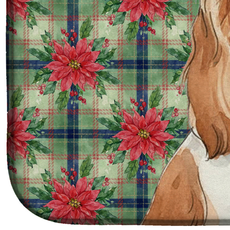 Tapis de vaisselle Blenheim Cavalier Spaniel Christmas PoinsettIas, Blenheim