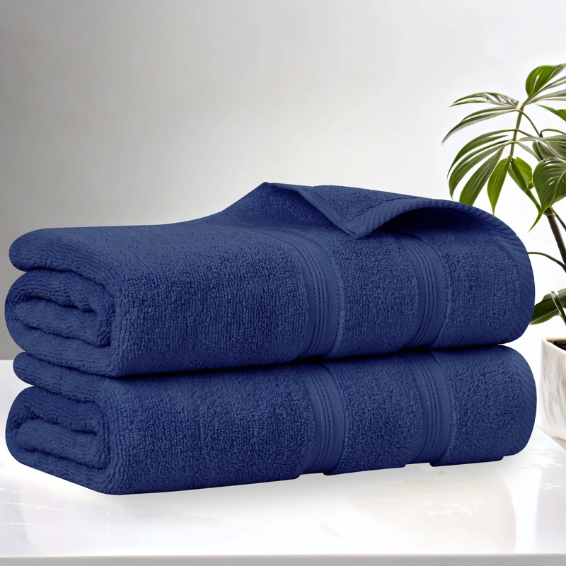 Smart Dry Zero Twist Cotton Medium Weight Bath Sheets, Navy Blue