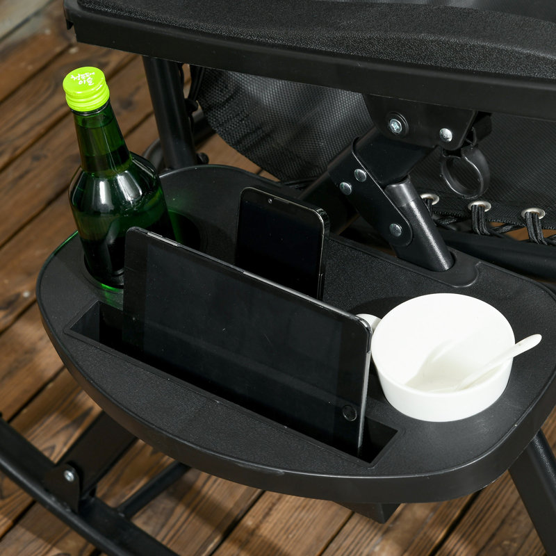 Chaises longues berçantes 2 pièces, inclinable zéro gravité avec oreiller, porte-gobelet et téléphone, structure en acier noir et solide, idéale pour les chaises longues à l'extérieur, support inclinable pliable. Noir