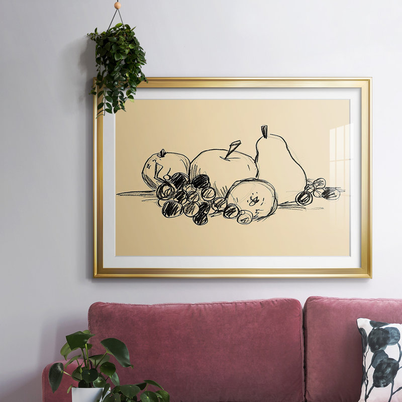 " Graphite Fruit I ", 30" H x 44" W x 1.5" D, Gold