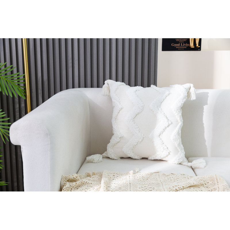 Housse de coussin Aveda, Blanc cassé, H 18 po x l 18 po