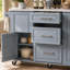 Îlot de cuisine Kavrell 50,7 po avec abattant, chariot de cuisine roulant avec armoire à poubelle inclinable, organisateur coulissant à 2 niveaux, 2 tiroirs, armoire de rangement et roues verrouillables-703975076