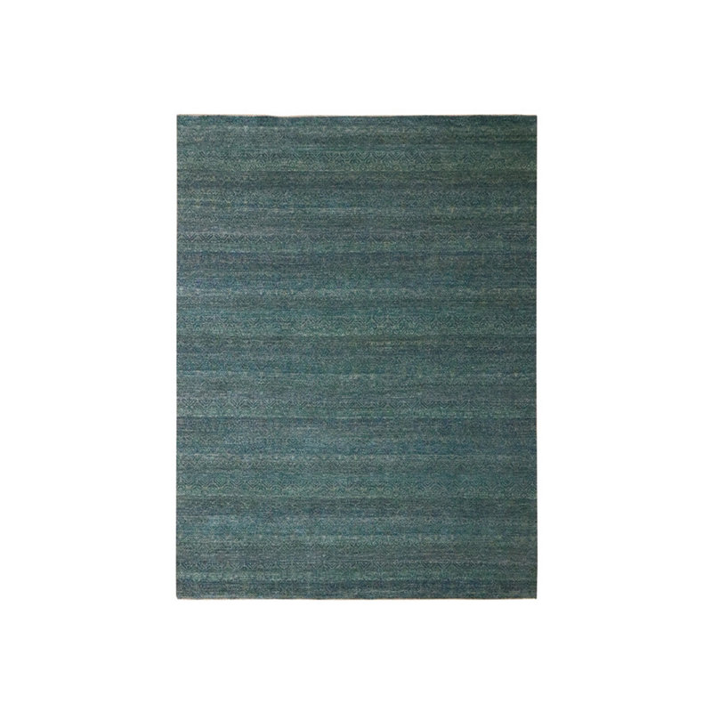 Tapis oriental rectangulaire bleu en laine noué à la main 9 pi 0 po x 12 pi 0 po - MOA10276577