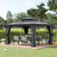 Pavillon de jardin avec 10 pi x 12 pi, jumelant aluminium avec motif réglable et patio couvert, métal et aluminium