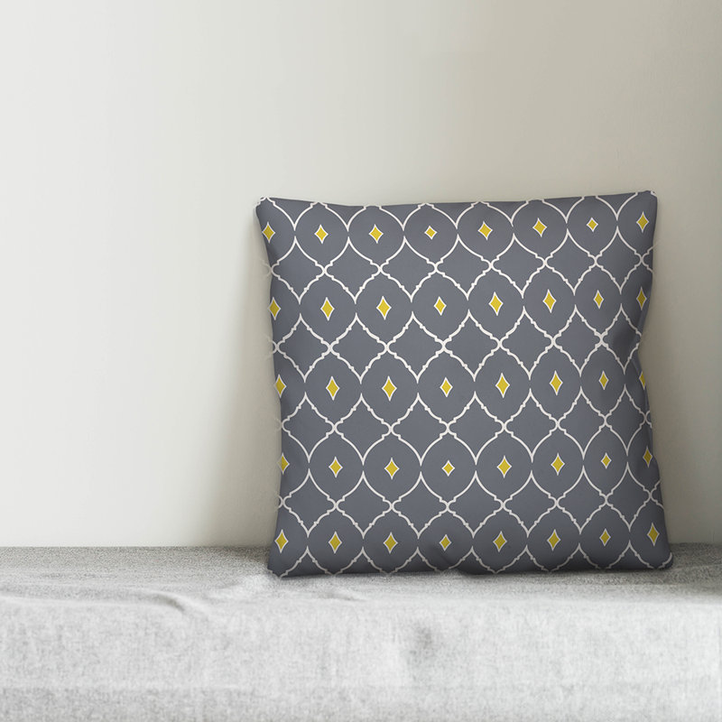  Coussin Diamond, 16 po x 1 po, Gris, Polyester / bourre en polyester