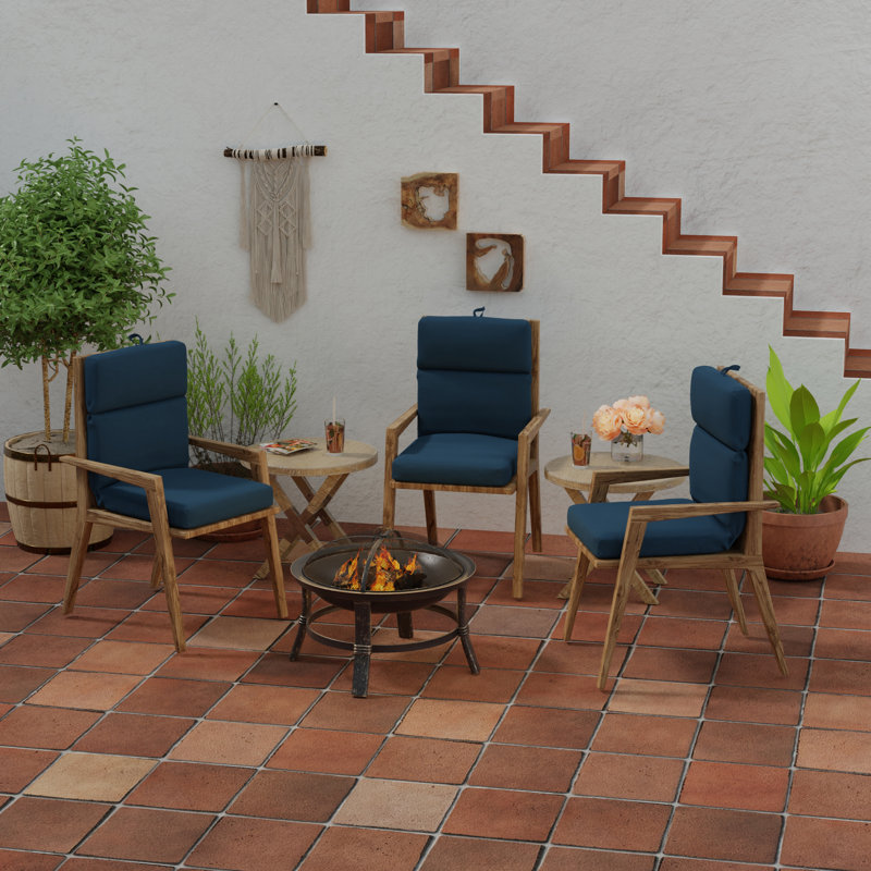 22" x 44" Outdoor Chair Cushion with Ties and Loop, Spectrum Indigo