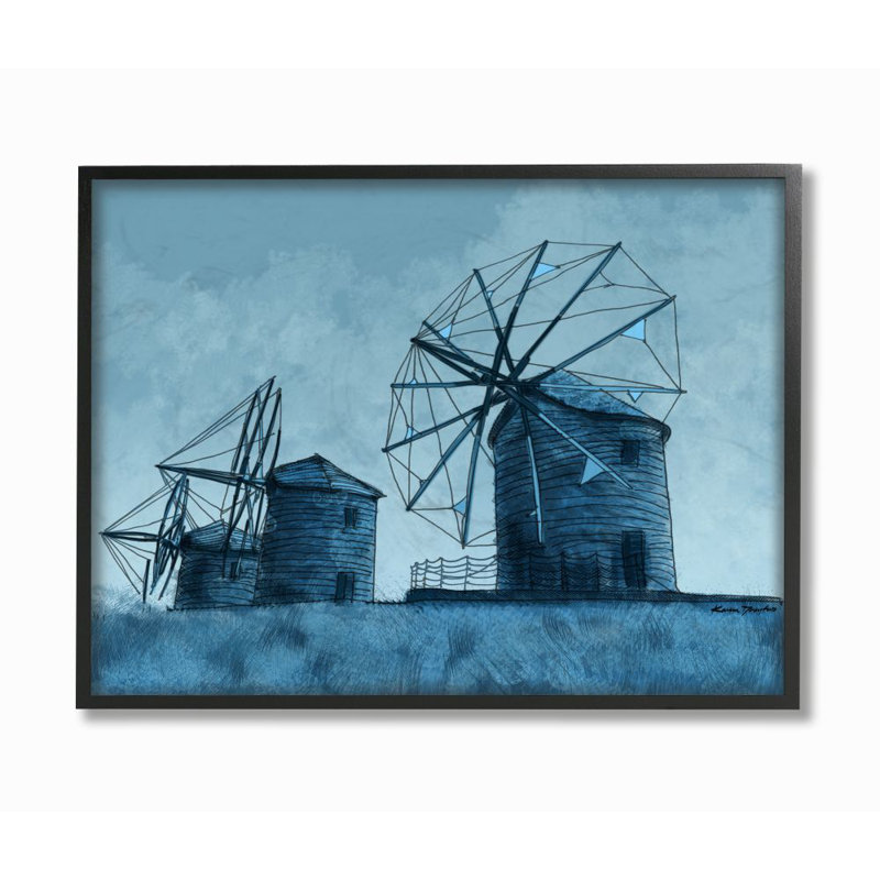 « eolienne farm landscape landscape landscape » par karen dreyfus-impression sur dessin, H 11 po x l 14 po x P 1,5 po