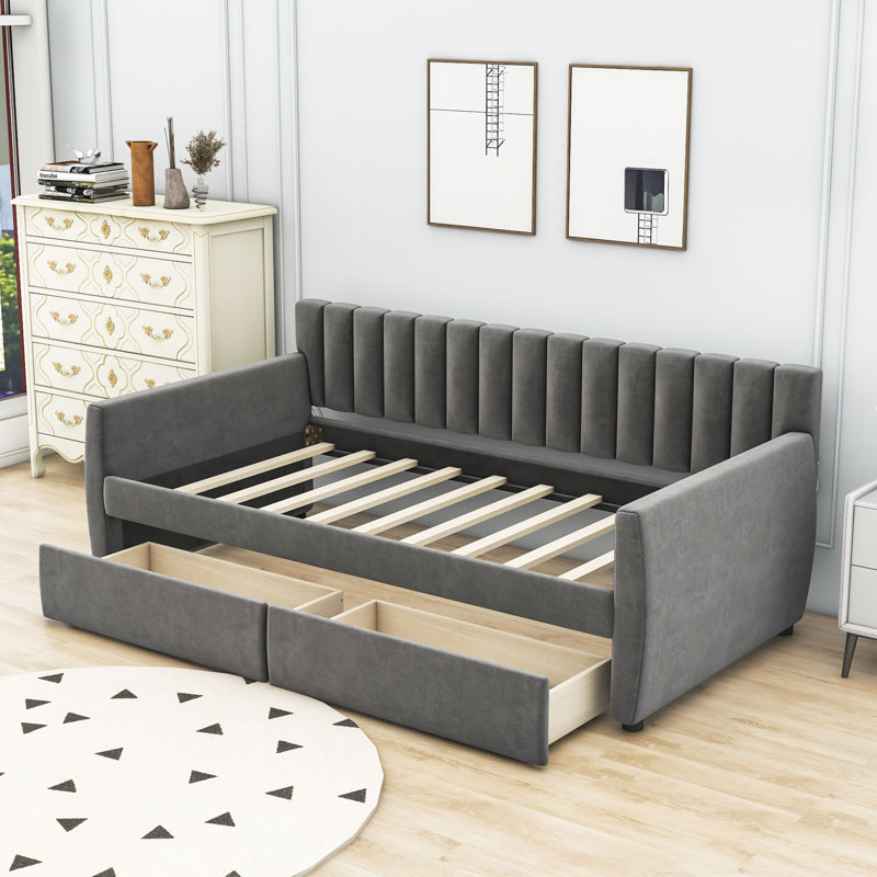 Lit de jour simple avec couchette Quinnesec, gris