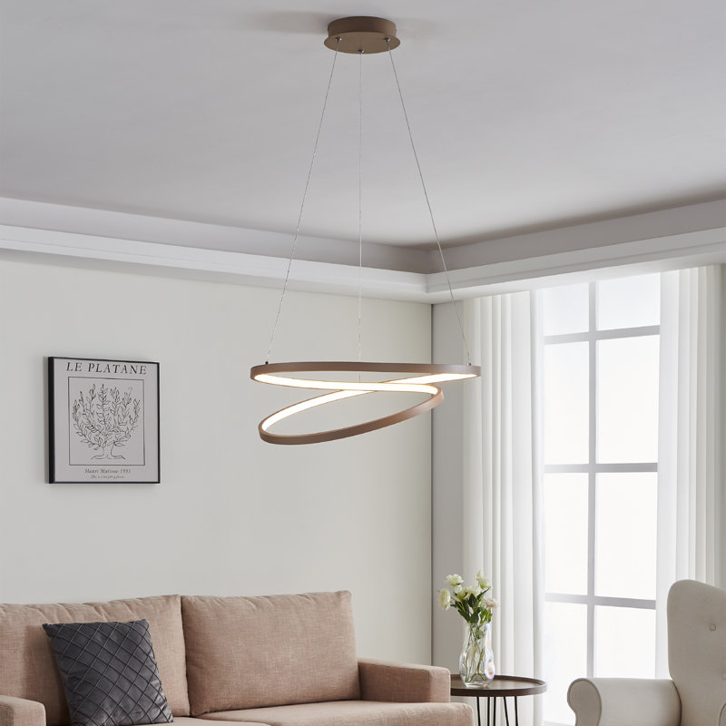 Yokley 1 - Light LED Pendant, Satin Nickel, 150cm H x 55cm W