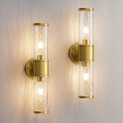 Dimmable Wall Light ,Gold Wall Sconce with Glass Shade