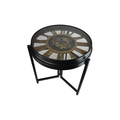 21" Round Table With Moving Gear Clock