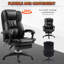 Fauteuil de massage à haut dossier avec 6 vibrations, 5 options, cuir synthétique, réglable et repose-pieds, siège vibrant de massage noir, inclinable réglable,