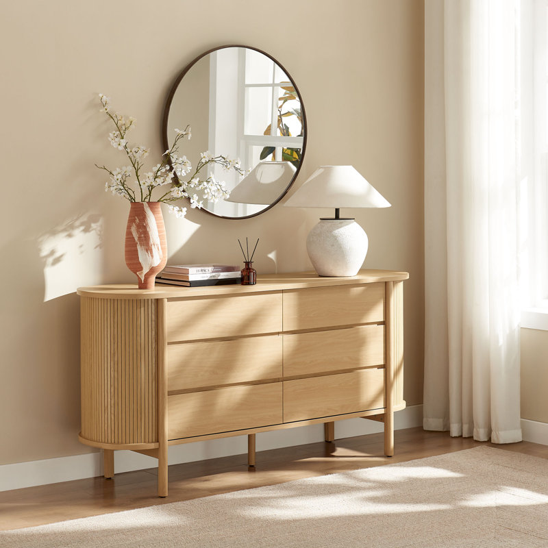 Commode courbée 6 tiroirs Cadence, Chêne