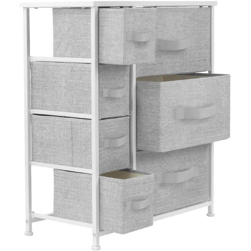 Commode 7 tiroirs Sorbus, Blanc / Gris