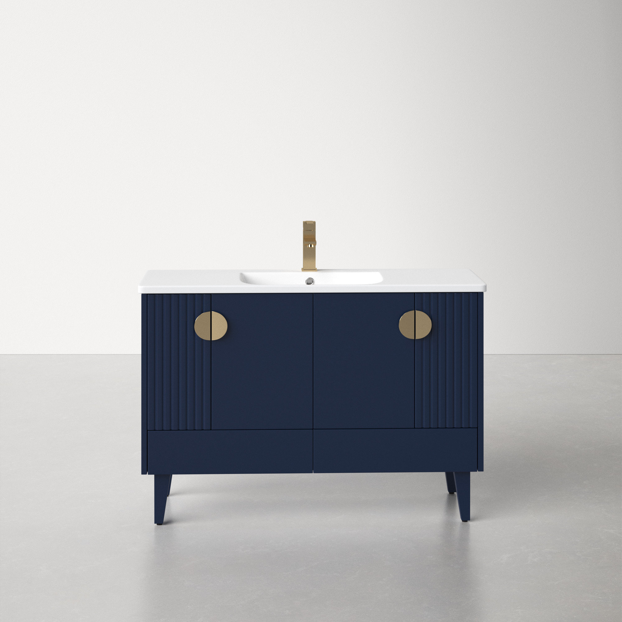 Saimah 48'' Single Bathroom Vanity, Satin Brass, Navy Blue