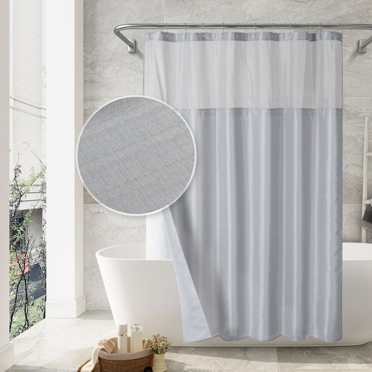 Alexiona Slub Textured Shower Curtain with Snap-In Liner and 12 Hooks Ivy Bronx Color: Dark Gray