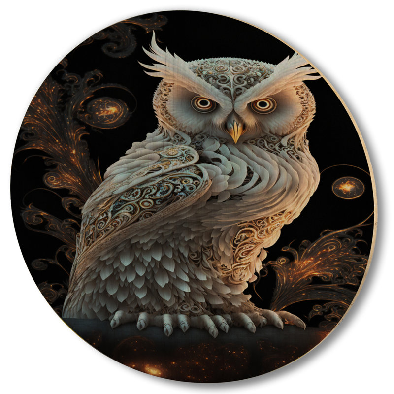 Luminous White Owl III - Animals Owl Wood Wall Decor, 29" H x 29" W x 1'' D