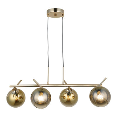 Elegant Gold Chandelier, Metal Body, 19.7 x 19.7 x 1.2 inches Base Plate | Adjustable Height 19.7 - 31.5 inches | 4 x E27 Socket (Max 40W) | Stylish Lighting Fixture for Living Room, Dining Room & Entryway