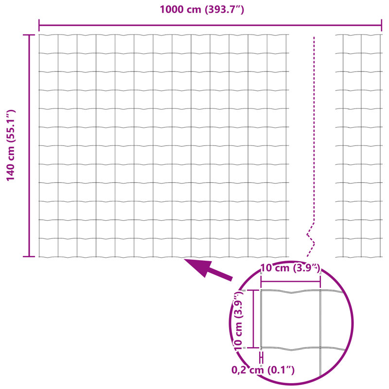 Steel Border Fencing, 140 x 1000 x 0.2 cm