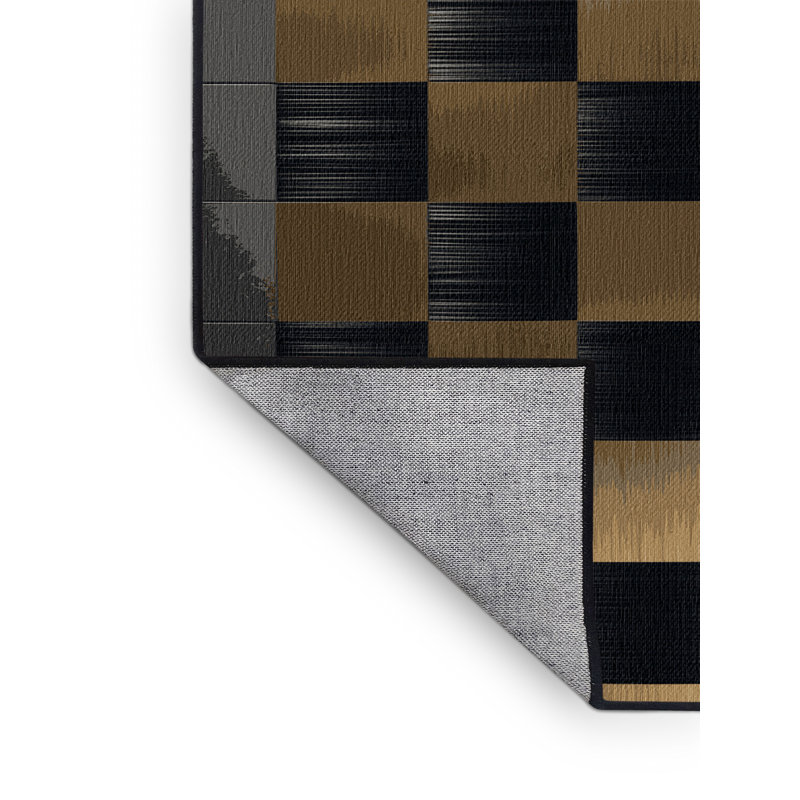 Tapis damier noir lavable à la machine, Carré 6 pi