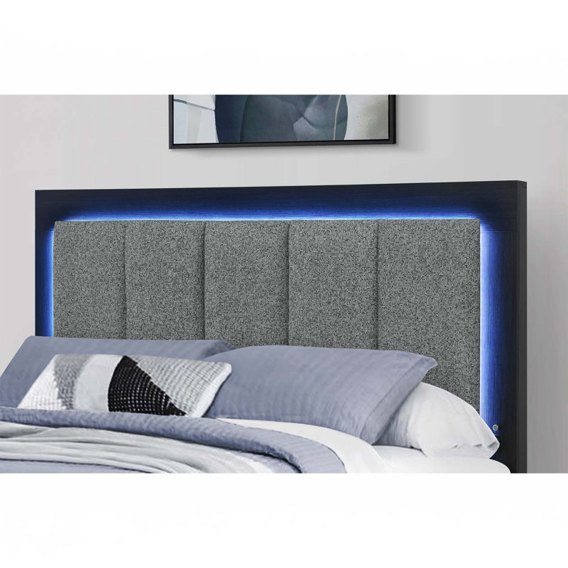 Ensemble de chambre à coucher 5 pièces, Noir/gris, Grand