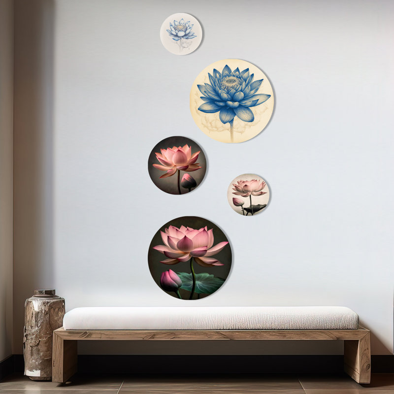 Décoration murale florale en lotus rose rétro II