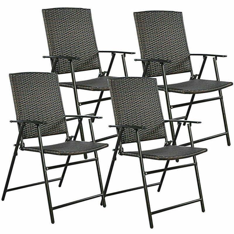 Chaise de patio pliante portative en osier PE résistante aux intempéries