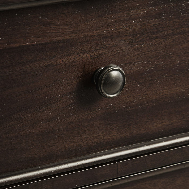 Commode d'appoint en bois massif - 2 tiroirs, fini brun, meuble de rangement classique