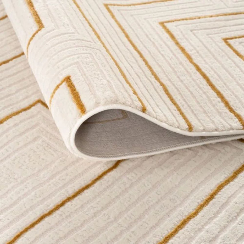 Carmel Modern Geometric Cream/Gold Area Rug, Rectangle 120 x 170cm