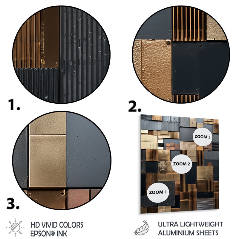 Brun mosaïque abstraite mosaïque - tuile abstraite, art mural en métal, H 40 po x l 30 po x P 1,5 po