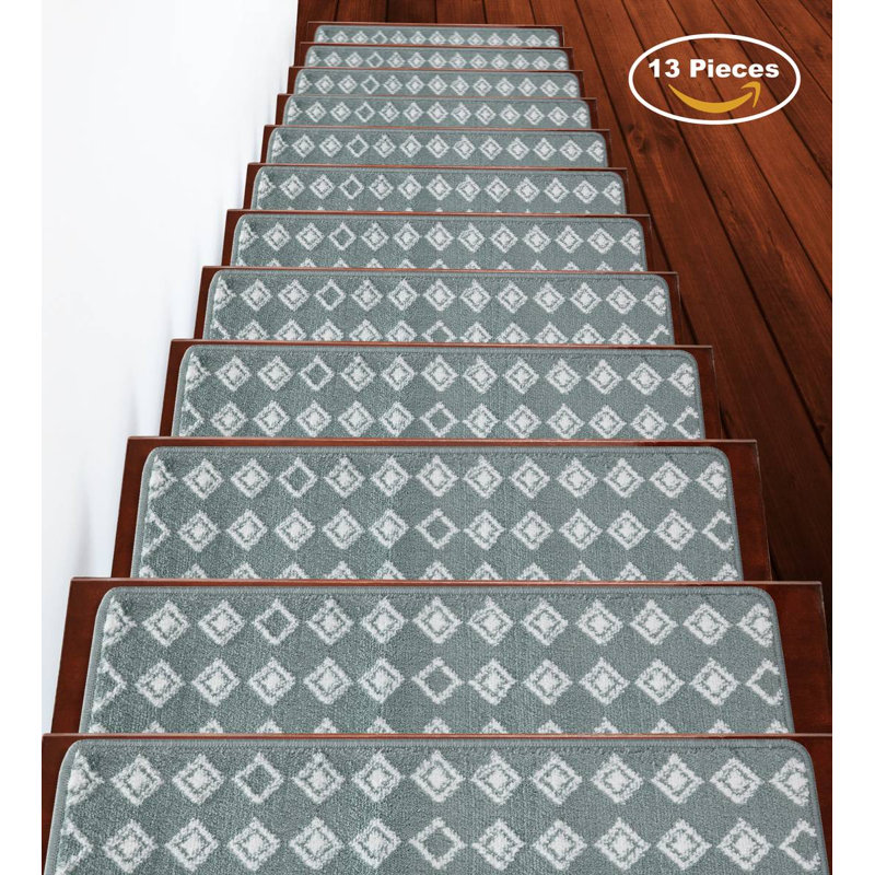Tapis d'escalier 9 x 28 po antidérapants (ensemble de 13), Bleu sarcelle