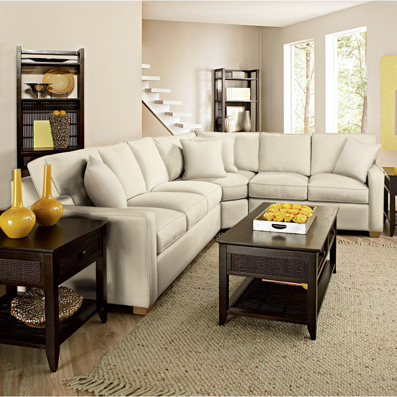 Ellora Upholstered L-Shaped Sectional Symmetrical, Havana, Ivory Crypton Performance