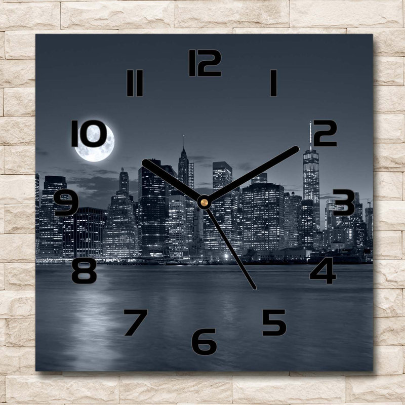 Hendra Glass Wall Clock, Black/Grey