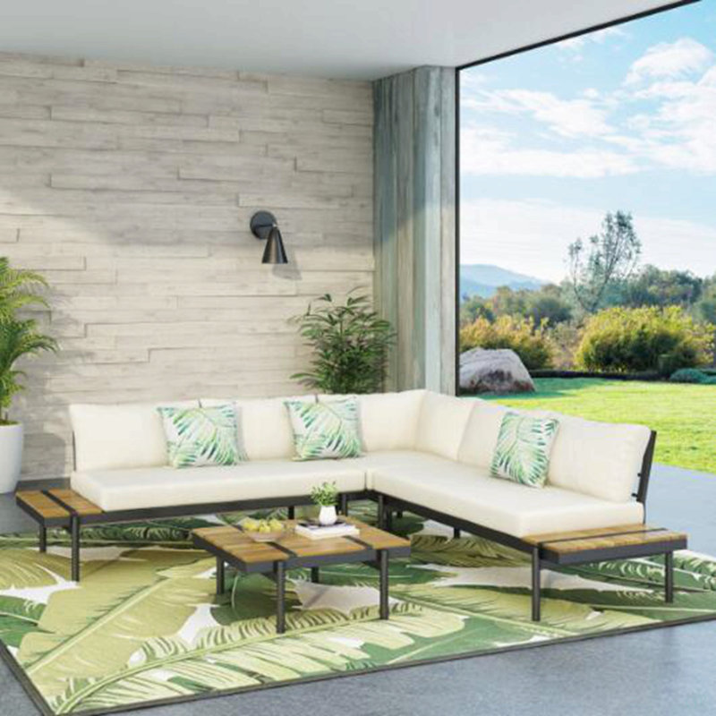 Ensemble de canapés modulaires à 5 places avec coussins