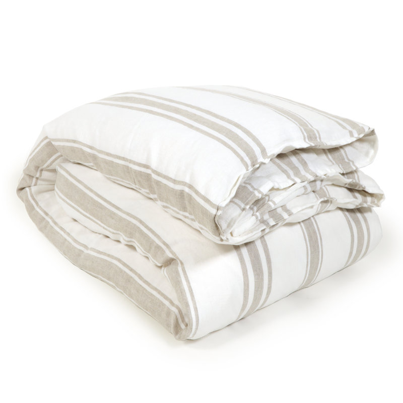 Jackson Linen King Duvet Cover, King Duvet Cover, White/Natural
