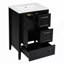 Meuble-lavabo 24 po avec lavabo, tiroirs à fermeture douce et armoire, poignées en métal rétro, noir-116452219