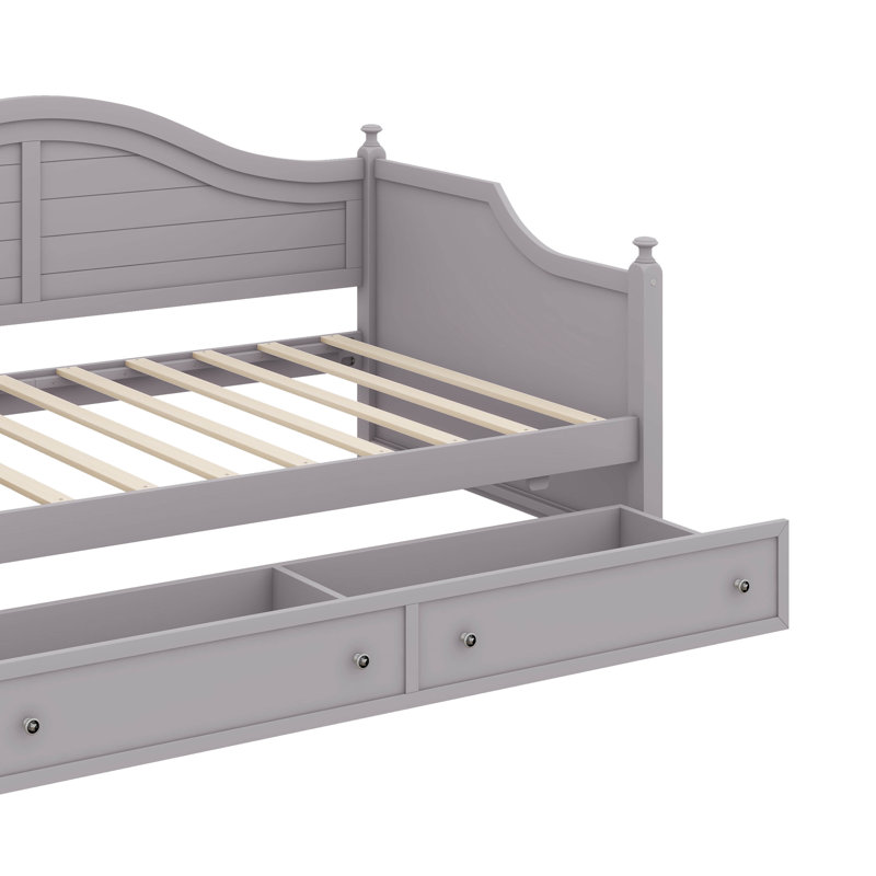 Lit de jour simple en bois multifonctionnel avec 2 tiroirs, Gris
